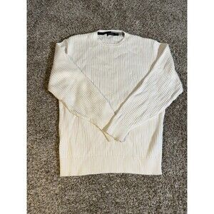 Nautica Mens Cream Ribbed Knit Crewneck Sweater XXL Long Sleeve